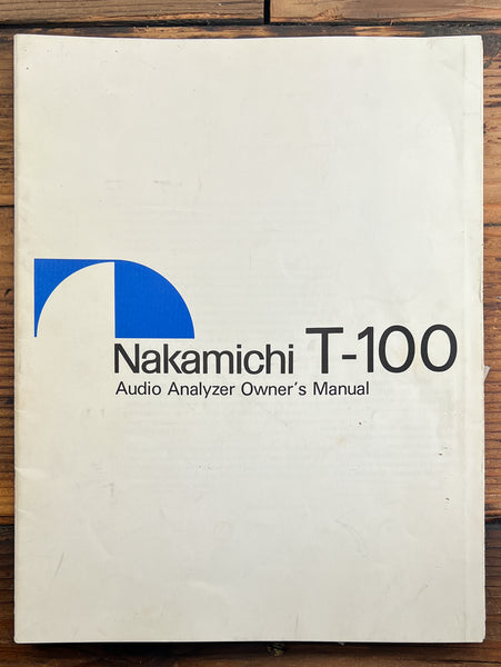 Nakamichi T-100 Audio Analyzer  Owner / User Manual *Original*