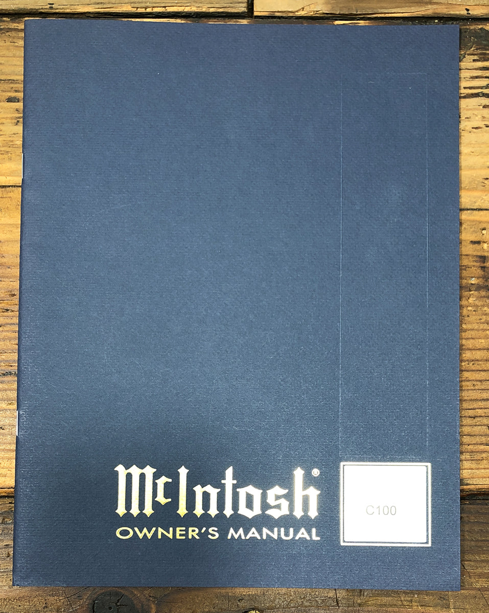 McIntosh C100 C-100 Preamp / Preamplifier Owners / User Manual *Original*