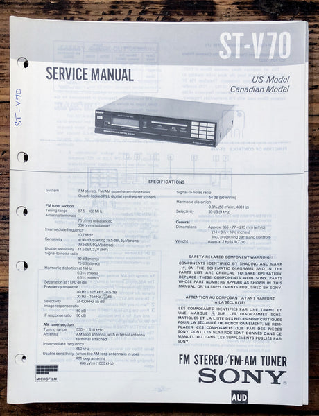 Sony ST-V70 Tuner  Service Manual *Original*