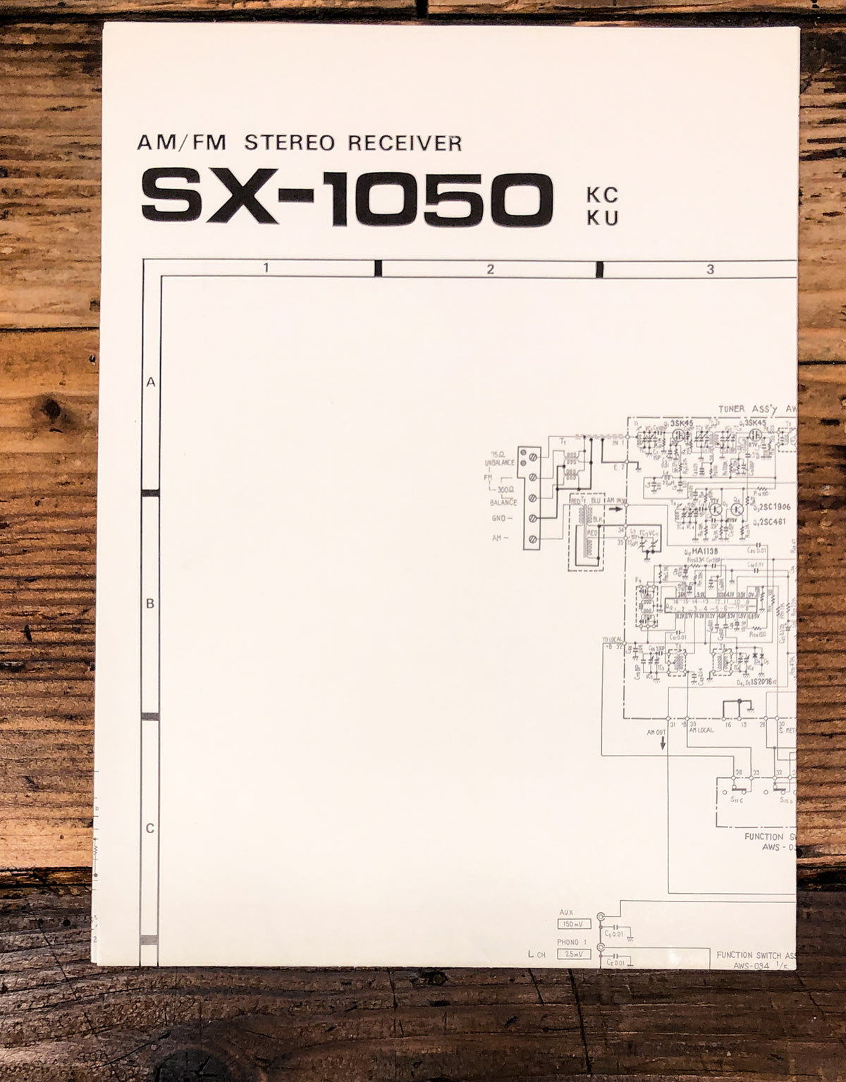 Pioneer SX-1050 KC KU Receiver Large Fold Out Schematic *Original*