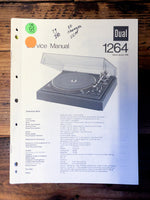 Dual  Model 1264 Record Player / Turntable  Service Manual *Original*