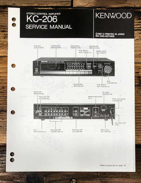 Kenwood KC-206 Preamp / Preamplifier  Service Manual *Original*
