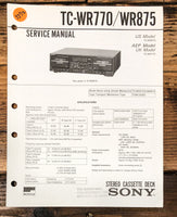 Sony TC-WR770 TC-WR875 Cassette Service Manual *Original*