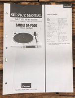 Sansui DA-P500 Record Player / Turntable  Service Manual *Original*