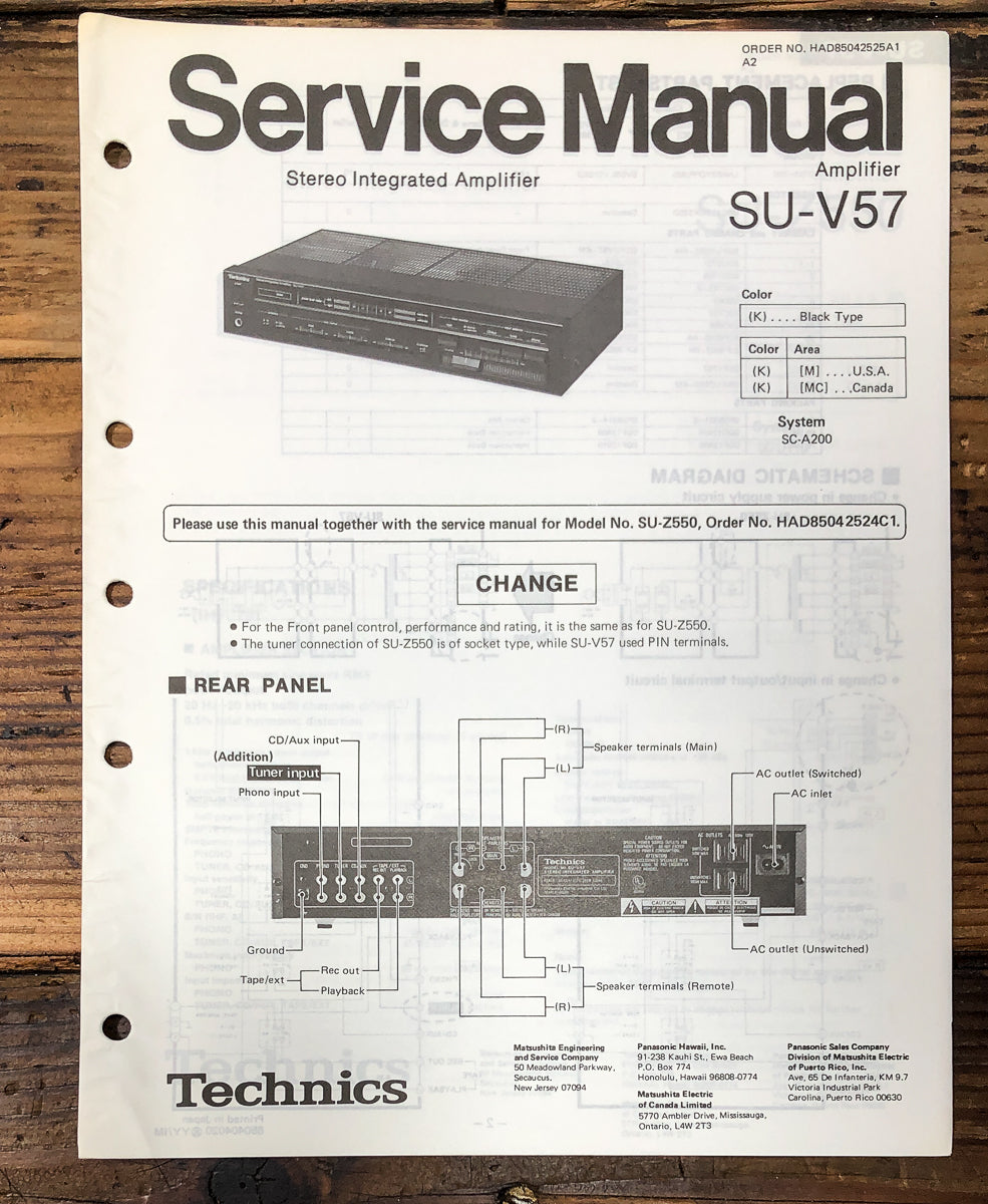 Technics SU-V57 Amplifier Service Manual *Original*