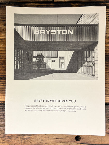 Bryston  Speaker 3pg Company Profile 1985 Dealer Brochure  *Original*