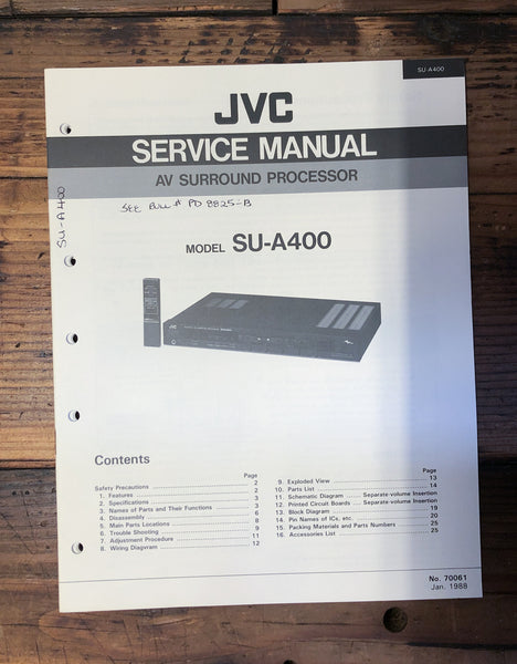 JVC SU-A400 Processor  Service Manual *Original*