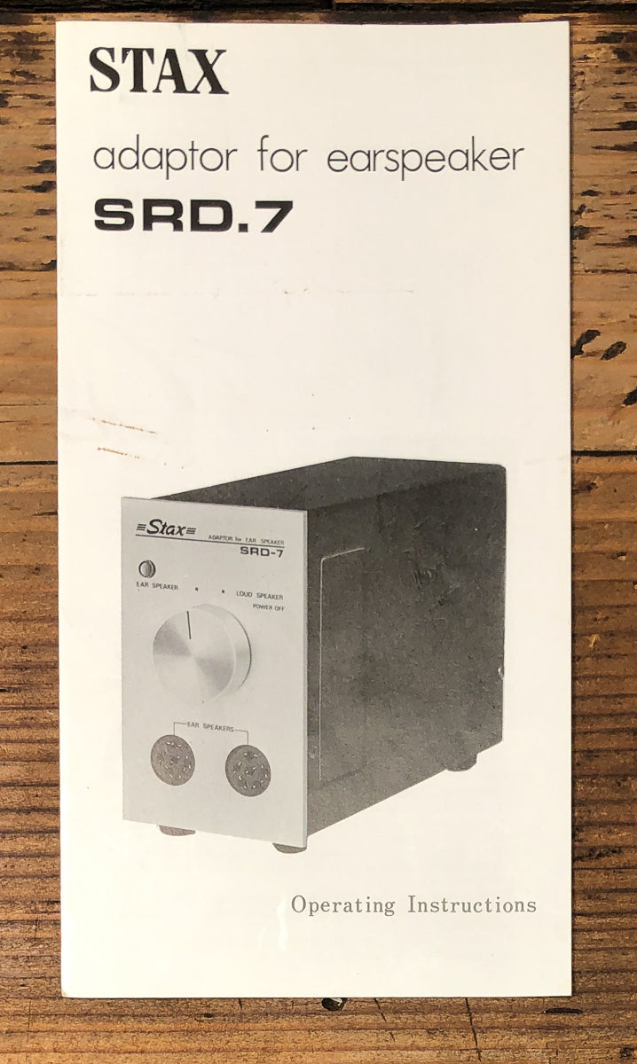 STAX SRD-7 SRD.7 Headphone Adaptor Owners / User Manual *Original*