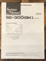 Pioneer SE-30D Headphones  Service Manual *Original*