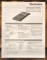 Technics EUR64734 Remote Control  Owners / User Manual *Original*