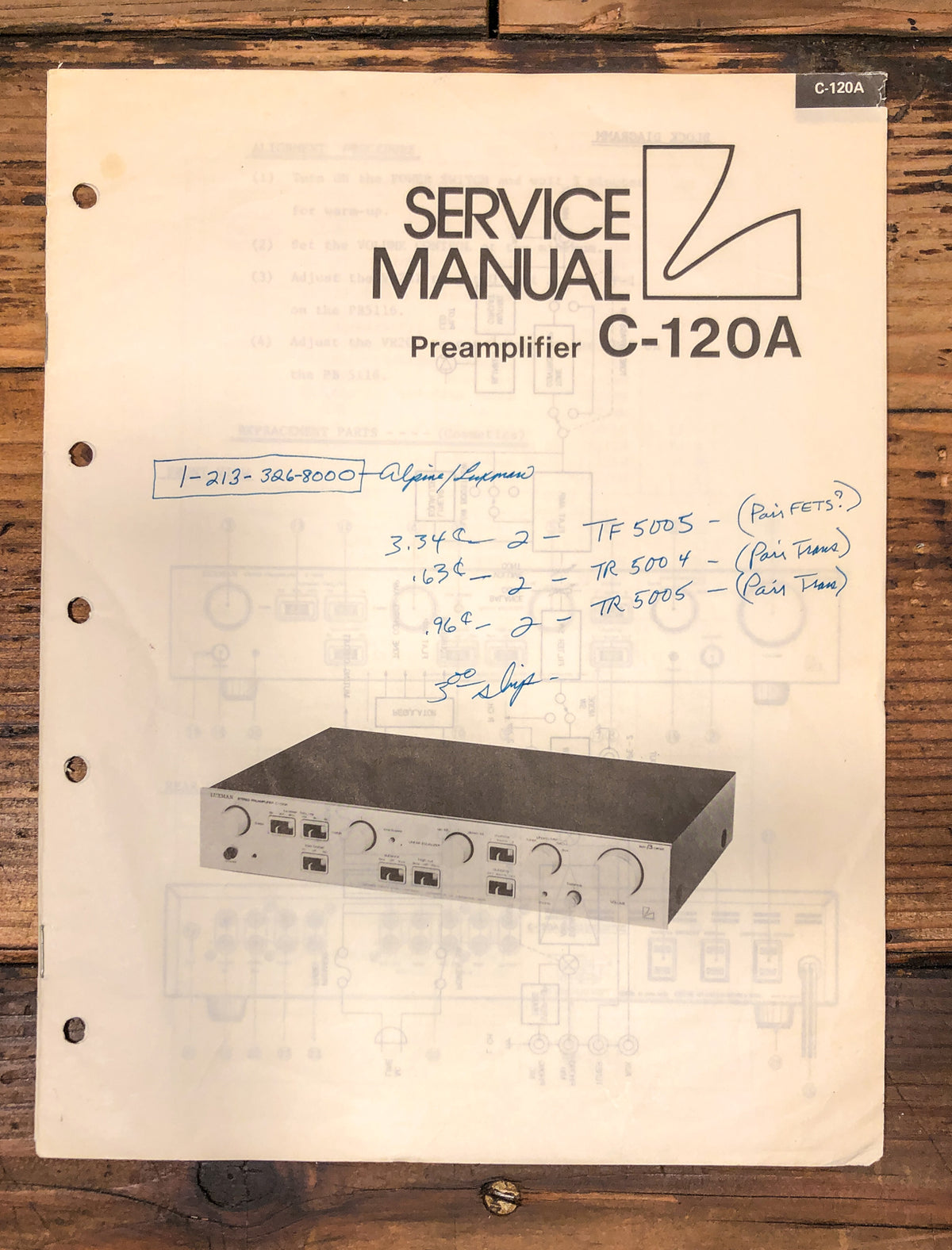 Luxman C-120A C-120 A Preamp / Preamplifier Service Manual *Original*
