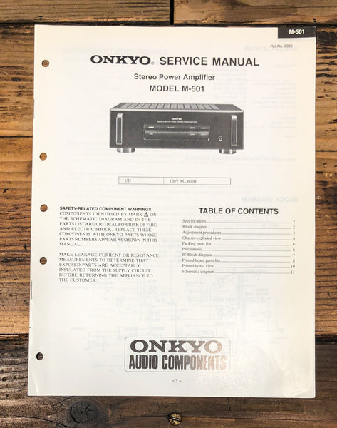 Onkyo M-501 Amplifier  Service Manual *Original*