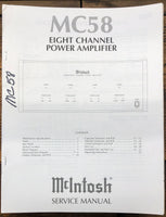 McIntosh MC58 MC-58 Amplifier  Service Manual *Original*