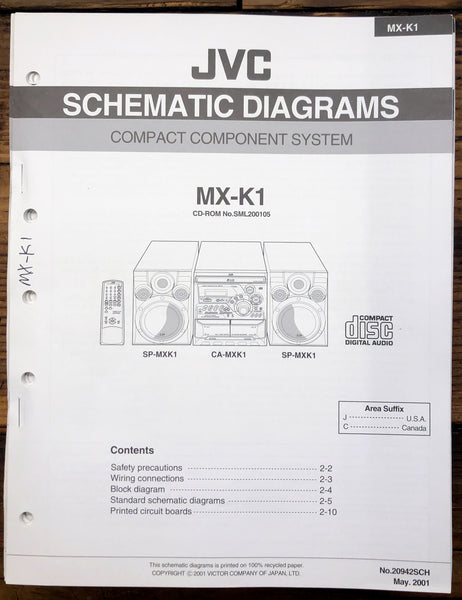 JVC MX-K1 CA-MXK1 Stereo Schematic Diagram Service Manual *Original*