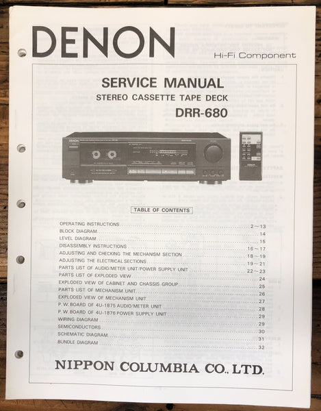 Denon DRR-680 Cassette  Service Manual *Original*
