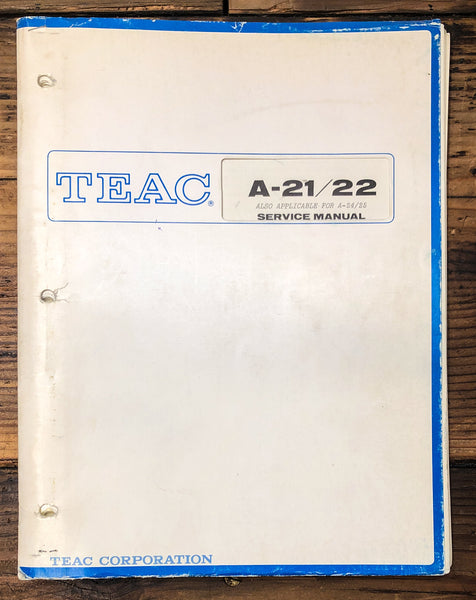 Teac A-21 A-22 A-24-25 Cassette Parts List, Schematic & Service Manual *Orig*