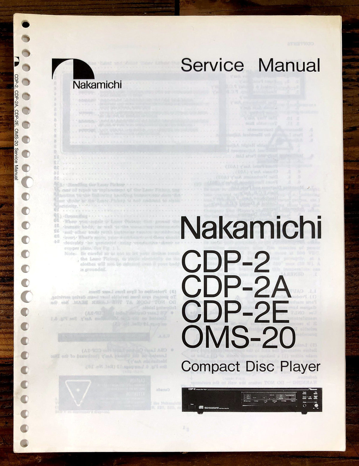 Nakamichi CDP-2 Compact Disc Player Service Manual *Original*