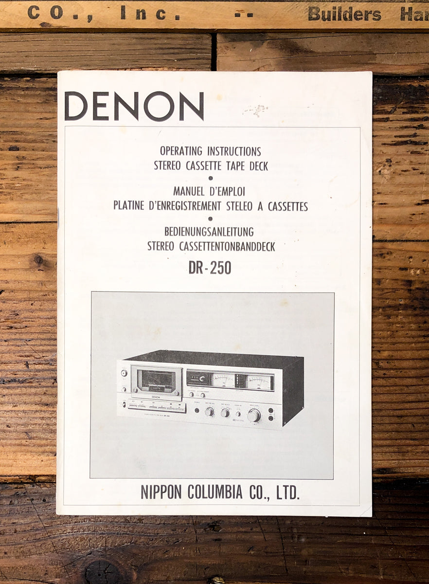 Denon DR-250 Cassette  Owner / User Manual *Original*