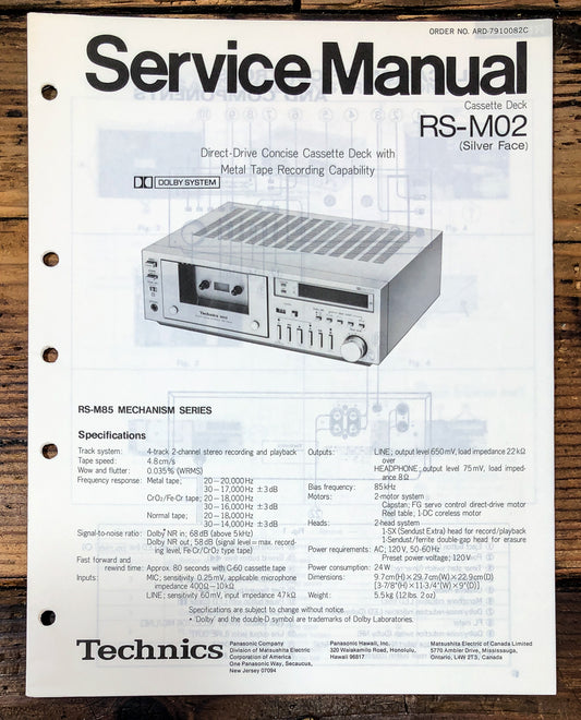 Technics RS-M02 Cassette Service Manual *Original*