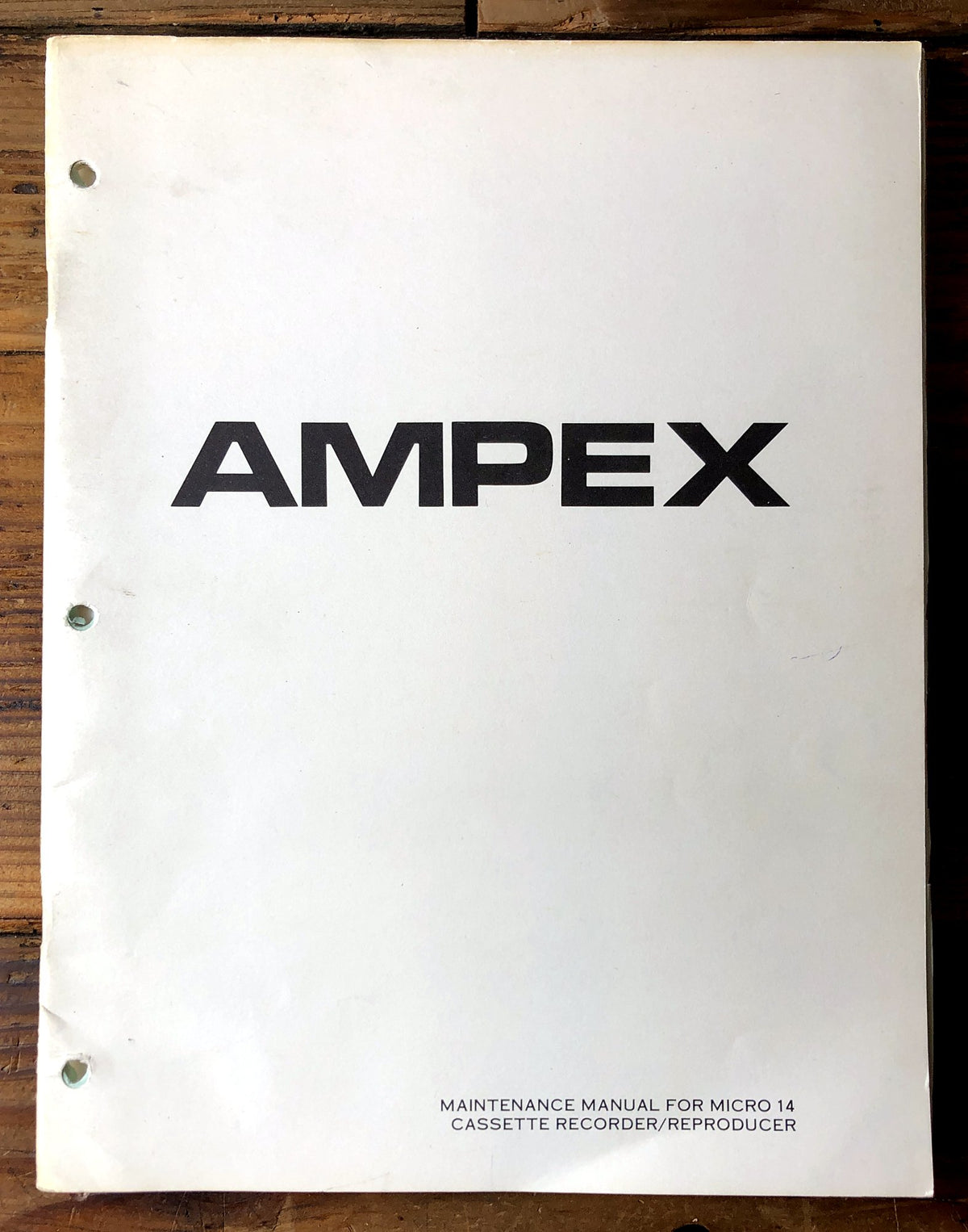 Ampex Micro 14 Cassette Recorder Service Manual *Original*