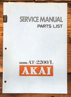 Akai AT-2200 AT-2200L Tuner Service Manual *Original*