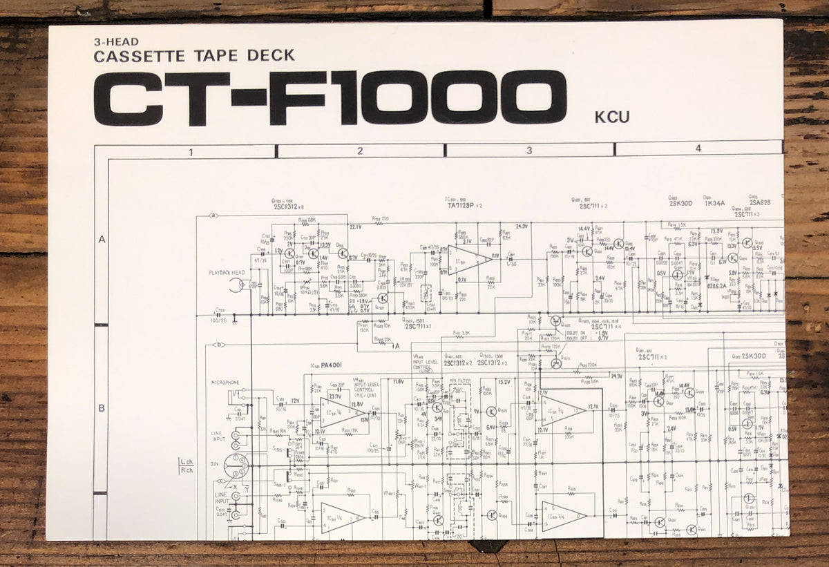 Pioneer CT-F1000 Cassette Large Fold Out Schematic *Original*
