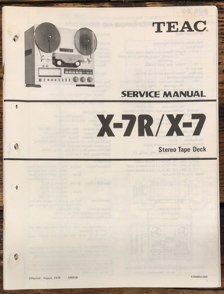 Teac X-7 X-7R Reel to Reel  Service Manual *Original*