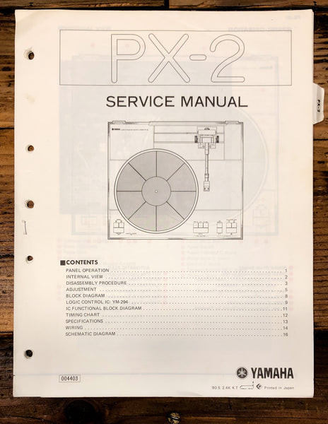 Yamaha PX-2 Record Player / Turntable  Service Manual *Original*
