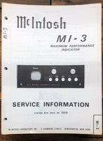 McIntosh MI-3 Performance Indicator  Service Manual *Original*