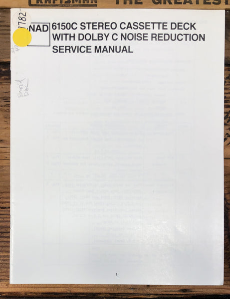 NAD Model 6150C Cassette Service Manual *Original*