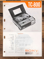 Sony TC-800 Tape Recorder  Service Manual *Original*