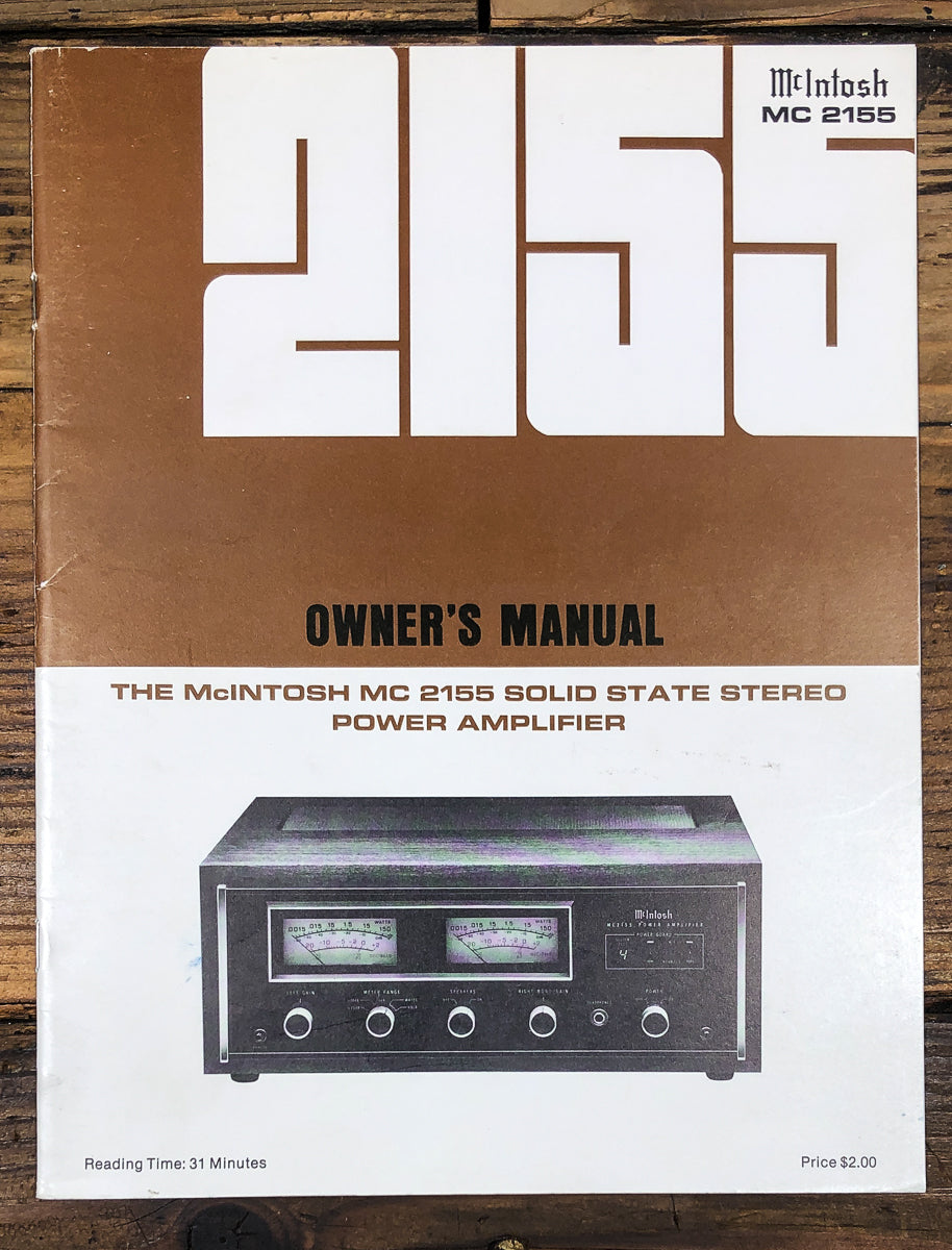 McIntosh MC 2155 MC-2155 Amplifier Owners / User Manual *Original*