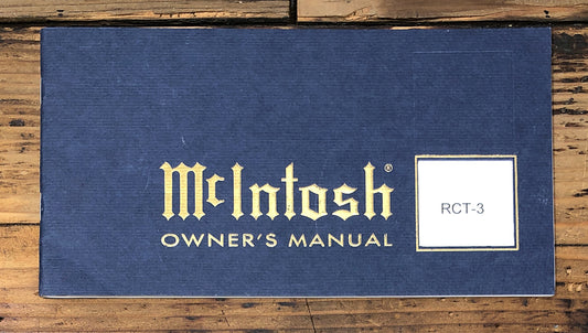 McIntosh RCT-3  Owners / User Manual *Original*