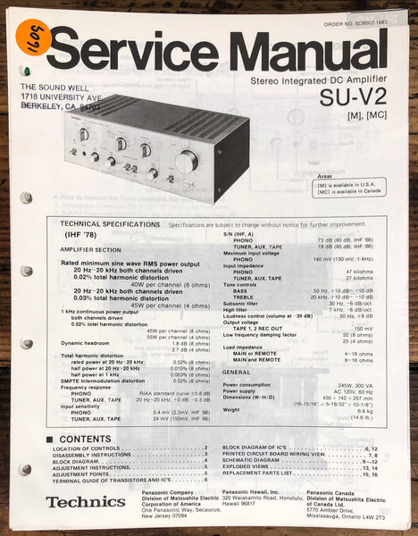 Technics SU-V2 Amplifier  Service Manual *Original*