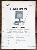 JVC Model 3100D Portable TV  Service Manual *Original*