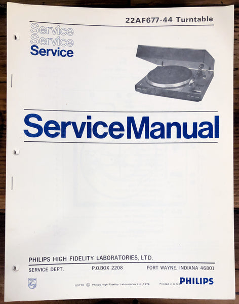 Philips AF 677 / 22AF677-44  Record Player / Turntable Service Manual *Orig*