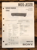 Sony MDS-JE320 MD Player Service Manual *Original*