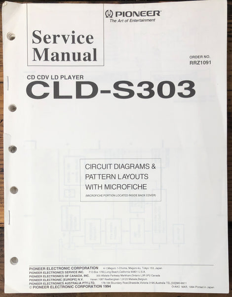 Pioneer CLD-S303 CD CDV LD Player  Service Manual *Original*