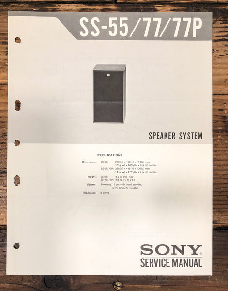 Sony SS-55 SS-77 -77P Speaker Service Manual *Original*