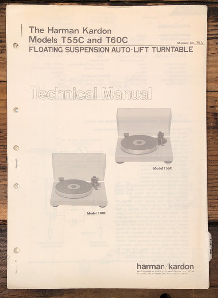 Harmon Kardon  T55C T60C Record Player / Turntable  Service Manual *Original*