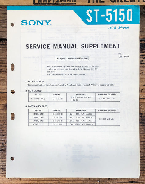 Sony ST-5150 Tuner  Service Manual *Original* #1
