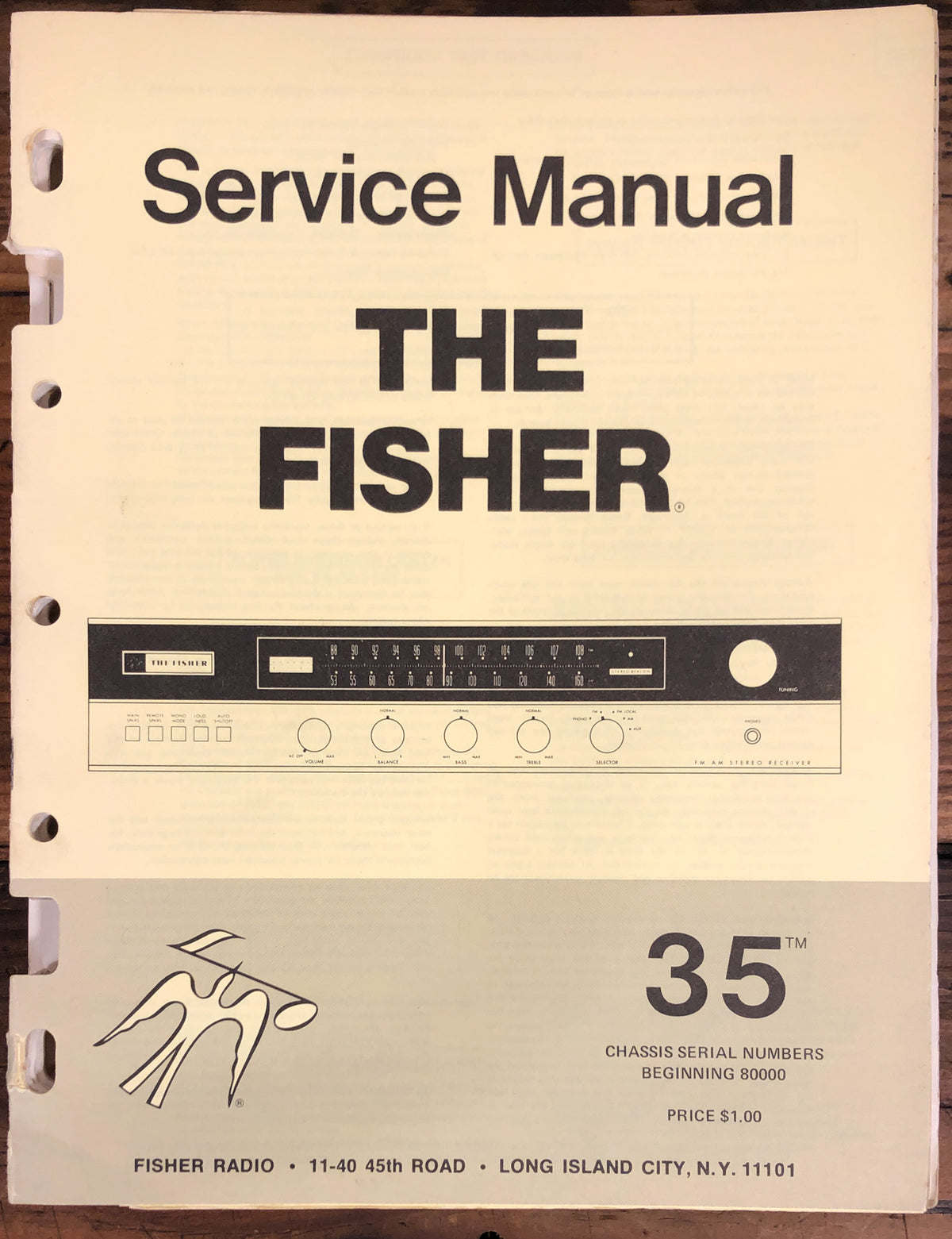 Fisher Model 35 Receiver  Service Manual *Original*