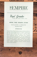Empire  Royal Grenadier Model 9000 Speaker Owners / User Manual *Original*
