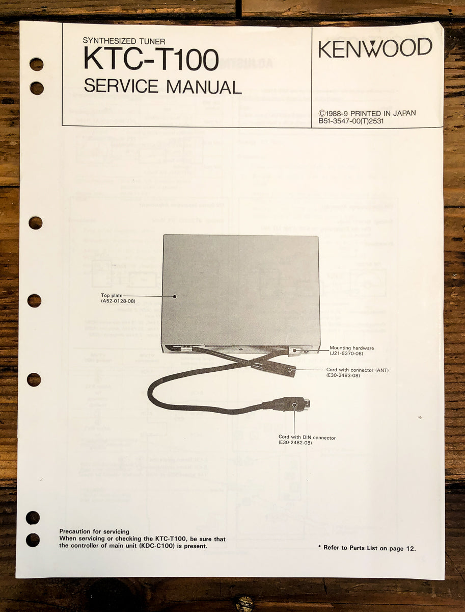 Kenwood KTC-T100 Tuner Service Manual *Original*