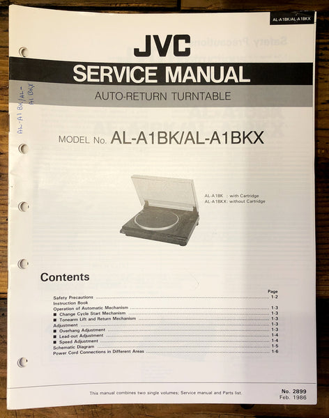 JVC AL-A1 -A1BK -A1BKX Record Player / Turntable  Service Manual *Original*