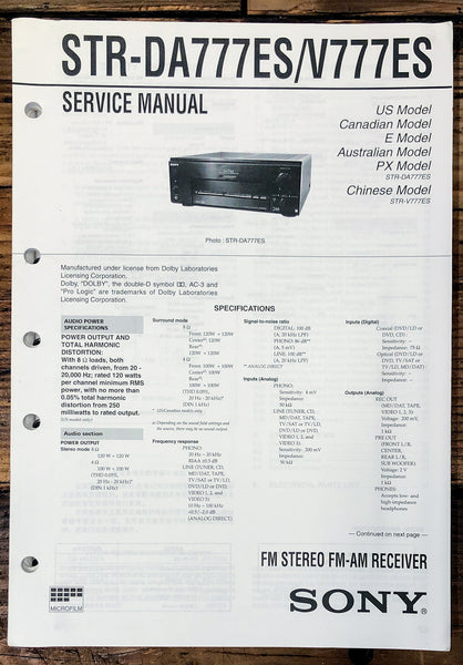 Sony STR-DA777ES STR-V777ES Receiver  Service Manual *Original*