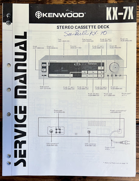 Kenwood KX-7X Cassette  Service Manual *Original*