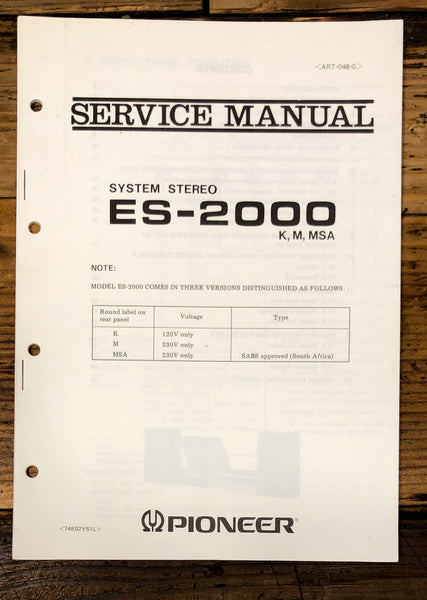 Pioneer ES-2000 Stereo Service Manual *Original*
