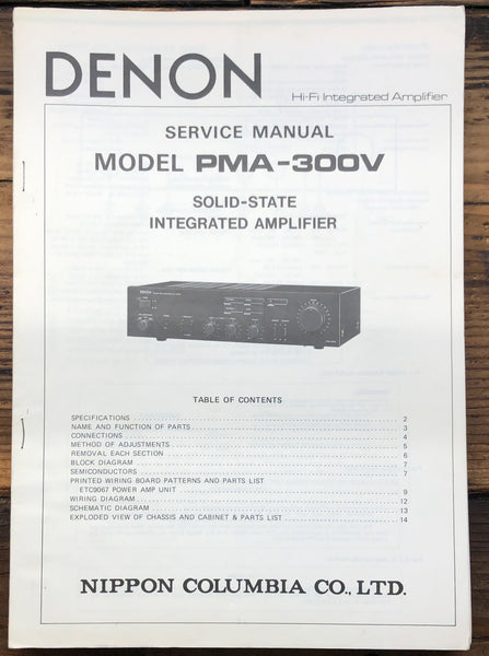 Denon PMA-300V Amplifier  Service Manual *Original*