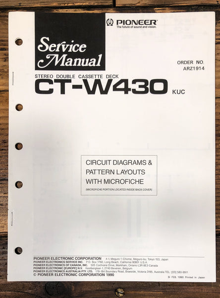 Pioneer CT-W430 Cassette Service Manual *Original*